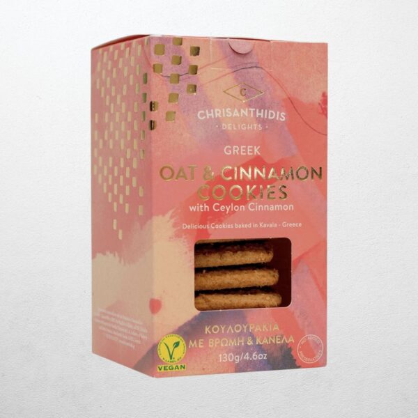 Packung Oat & Ceylon Cinnamon Cookies, veganes Hafergebäck mit Ceylon-Zimt von Chrisanthidis