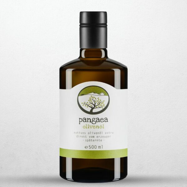 Pangaea extra natives Olivenöl in einer dunklen 500 ml Flasche