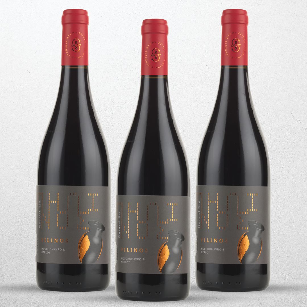 Estate Seitanidis PILINOS Merlot – Moschomavro Naturwein PGI BIOWEIN – 3 Flaschen á 0,75 L 1 3er-Set Estate Seitanidis PILINOS Merlot – Moschomavro Naturwein PGI BIOWEIN aus Griechenland.