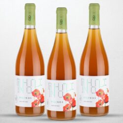 Drei Flaschen Estate Seitanidis PILINOS Assyrtiko – biologischer Orangewein aus Griechenland.